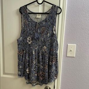 Knox Rose Blue Floral Sleeveless Top